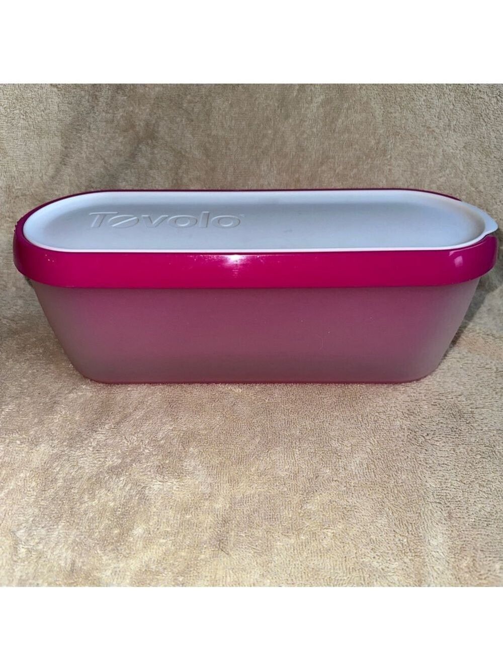 EUC Tovolo Glide-A-Scoop Non-Slip Insulated Ice Cream Tub 1.5qt Raspberry Tart